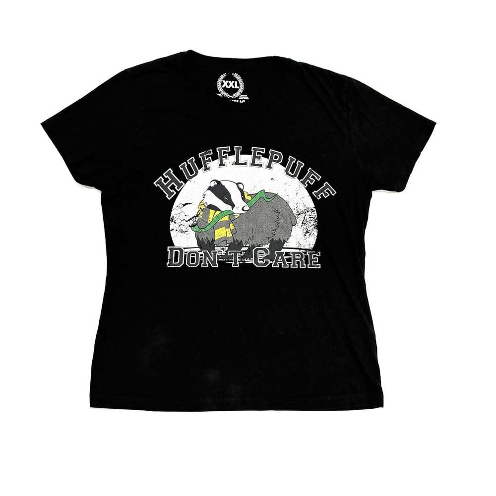 TeePublic Kids Harry Potter "Hufflepuff Don't Care" Black Graphic T-Shirt